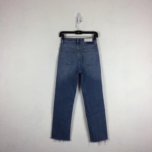 NWOT Re/Done Straight Leg Jean Size 25 Ultra High Rise 70s Stove Pipe Distressed - Picture 15 of 16